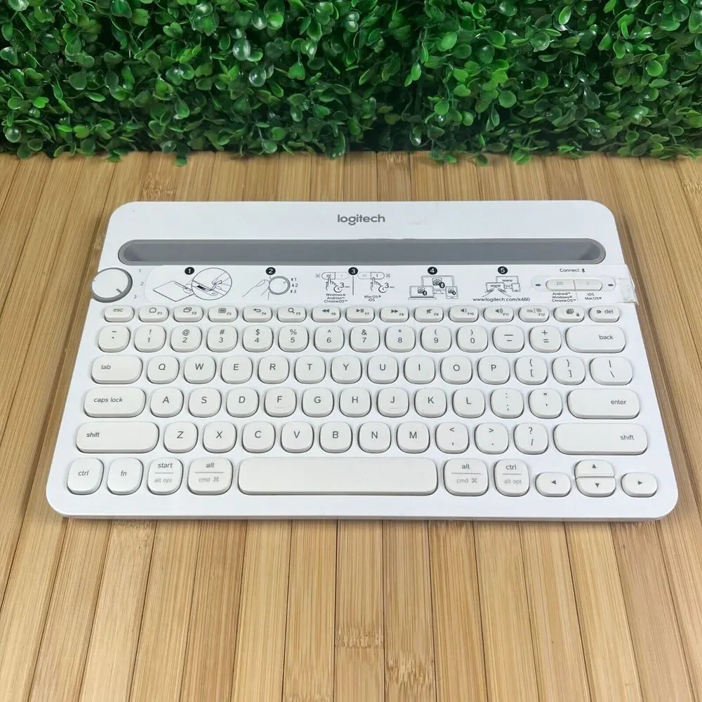 Logitech - K480 Tenkeyless (TKL) Bluetooth Membrane Multidevice Keyboard - White